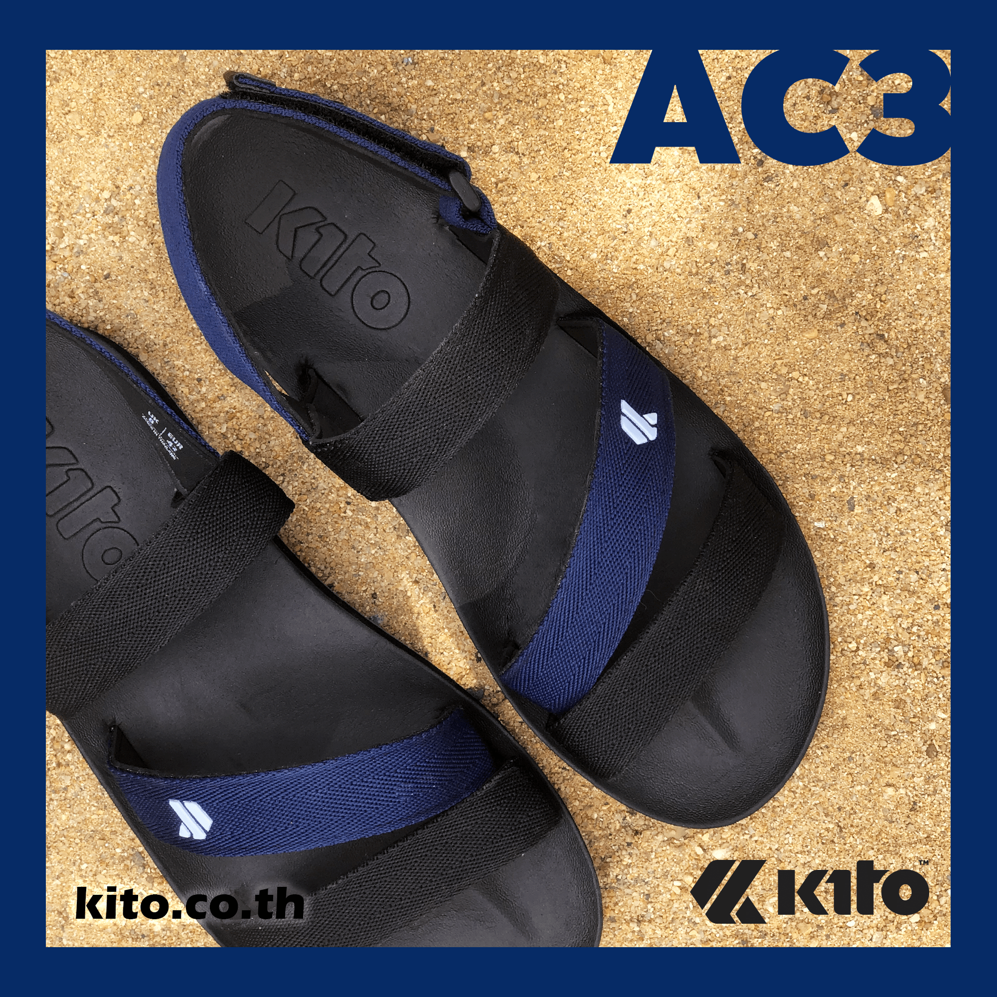 Kito รองเท้าแตะ AC3 สีกรม รองเท้าแตะรัดส้น รองเท้ารัดส้น รองเท้า
